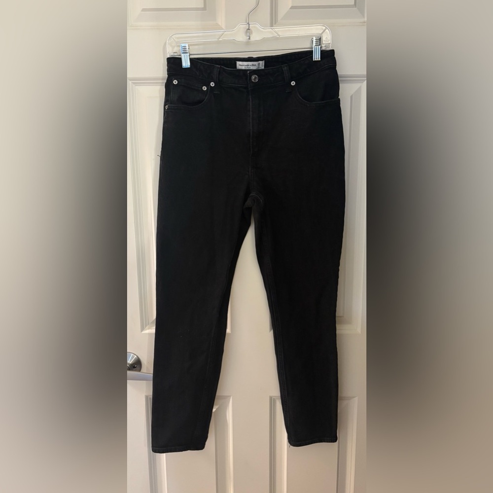 Abercrombie Curve Love High Rise Cotton Blend Skinny Jeans, Black, Size 28/6R